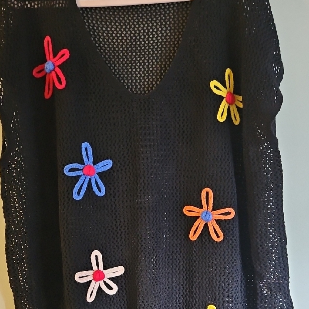 BloomChic Black Crochet Swim Coverup - Picture 3 of 5